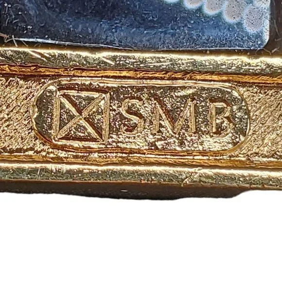 Vtg Signed SMB Art Deco Revival Brooch Sandra Miller Burrows Rhinestone Black - Picture 12 of 16